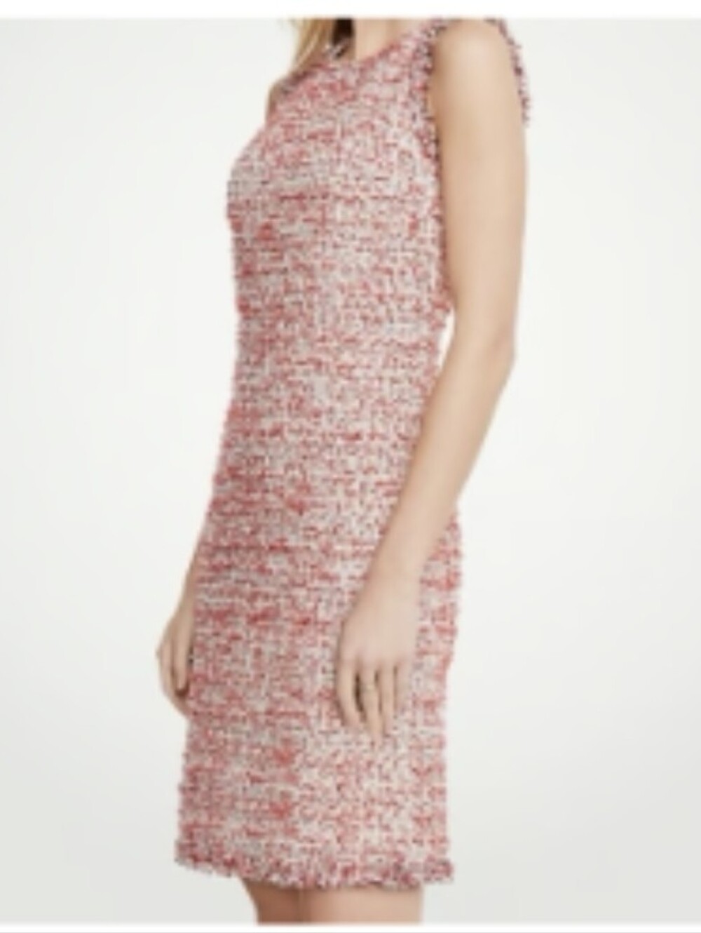 Ann Taylor Coral, White And Black Boucle Shift Dress